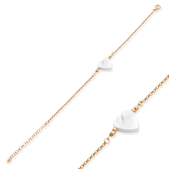 🤍 Mother of Pearl Heart Bracelet - 925 Sterling Silver 💎 - Picture 3 of 4